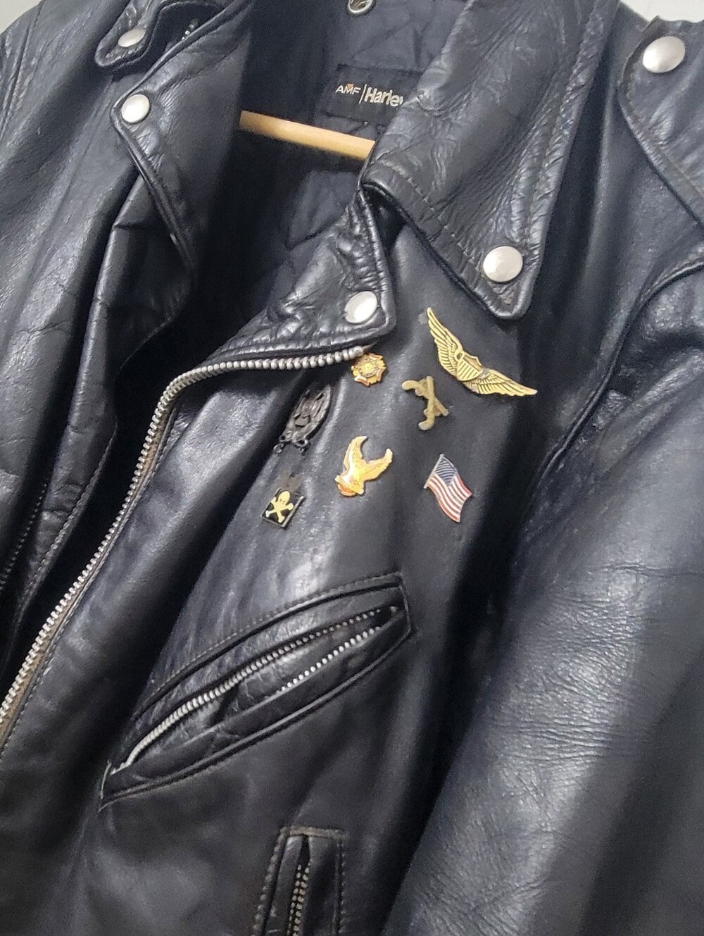 Vintage Harley-Davidson AMF  Black Leather Jacket Circa 1969–1981